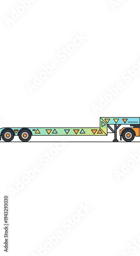 Modern Flatbed Trailer With Geometric Pattern Illustration For Logistics