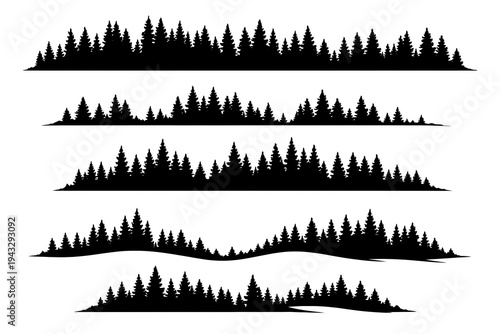 Wallpaper Mural Silhouette of Coniferous Pine Forest Tree Horizons Torontodigital.ca