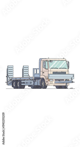 Modern Flatbed Truck Illustration Ready For Heavy Hauling Loads