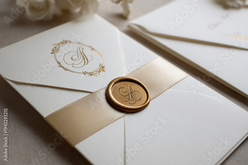 Elegant wedding invitation with wax seal