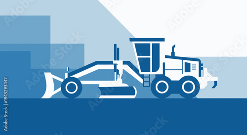 Modern Grader Machine Flat Icon Vector Illustration