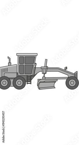Modern Grader Machine For Road Construction And Maintenance Illustration Style