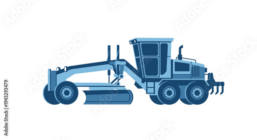 Modern Grader Machine For Road Construction Work Illustration