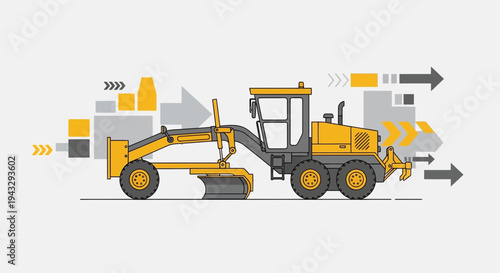 Modern Grader Vehicle For Construction And Road Building Industrial Machine