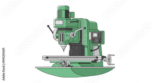 Modern Green Milling Machine Illustration For Industrial Applications