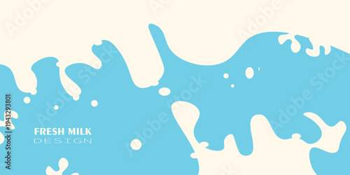 Modern poster fresh milk with splashes on a light blue background. EPS 10.