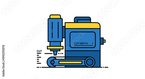 Modern Industrial Cutting Machine Precision Engineering Tool Icon