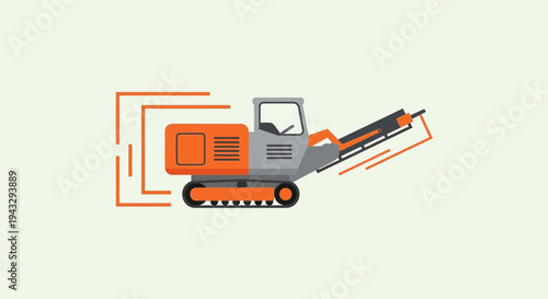 Modern Industrial Excavator Machine Illustration For Your Projects