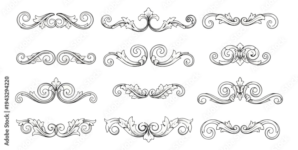 Fototapeta premium Elegant decorative vector elements on black background