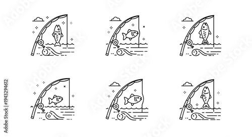 Fishing rod with a fish on the hook and another fish swimming away in the water