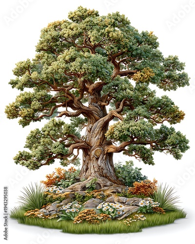 Decorative fantasy tree with flowers nature high resolution picture