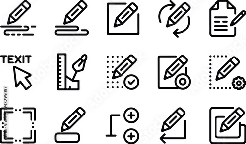 Edit Collection Silhouette Icon Set Edit Tool Typography Silhouette Icon Pack