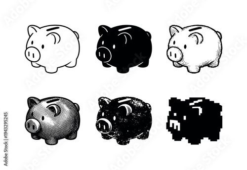 Ceramic piggy bank with coin slot on top used for saving spare change and teaching children about money | Create ONE image