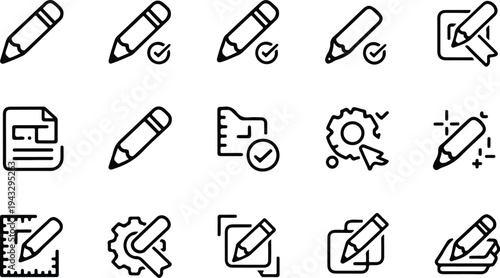 Edit Collection Silhouette Icon Set Edit Tool Typography Silhouette Icon Pack