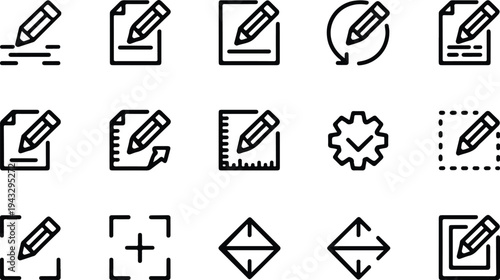 Edit Collection Silhouette Icon Set Edit Tool Typography Silhouette Icon Pack