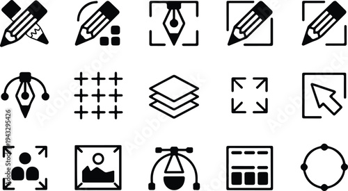 Edit Collection Silhouette Icon Set Edit Tool Typography Silhouette Icon Pack