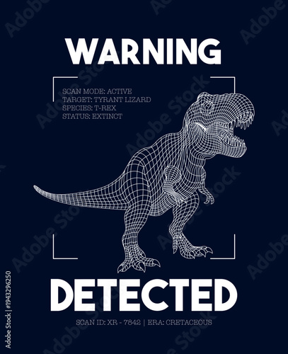 T-REX DINOSAUR WIREFRAME POSTER.eps