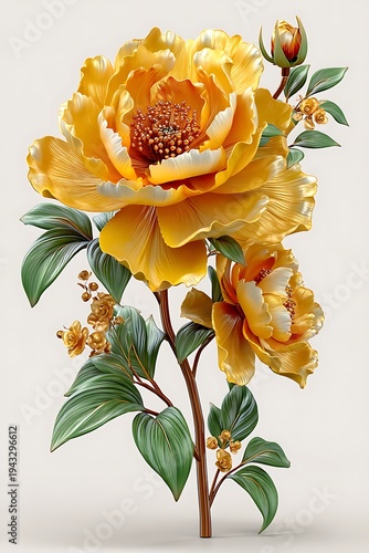 Artistic golden flower illustration nature inspired design high resolution picture