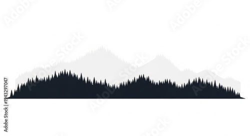 Silhouette of Trees against Mountains.