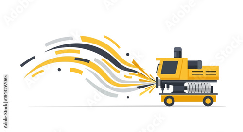 Modern Industrial Machine Emitting Dynamic Abstract Energy Waves