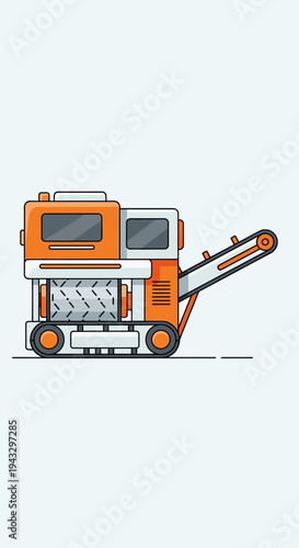 Modern Industrial Road Milling Machine Illustration Graphic Design Construction Equipment