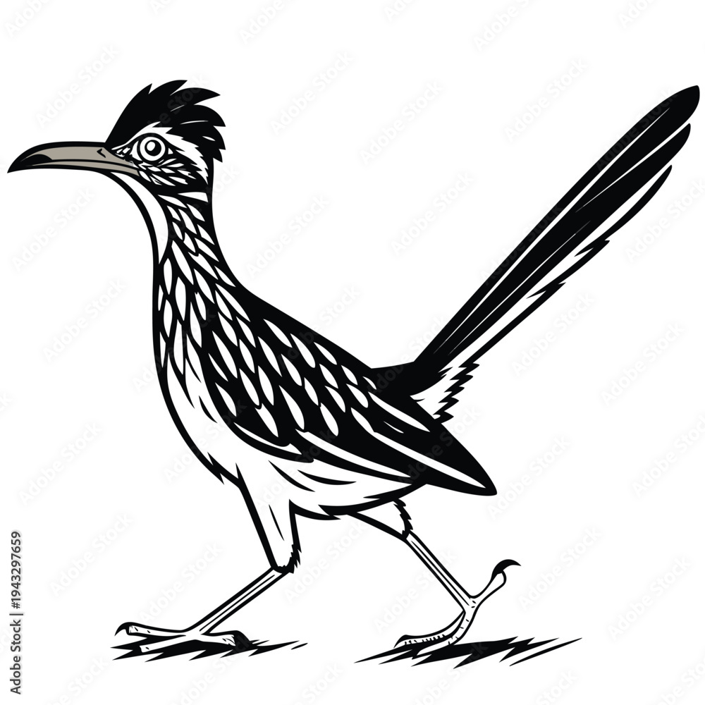 Naklejka premium Elegant Roadrunner Bird Illustration Vector