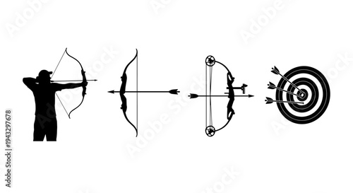 Archery progression from traditional bow to compound bow and target accuracy