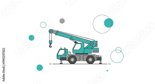 Modern Mobile Crane Vehicle Industrial Construction Equipment Art