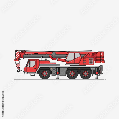 Modern Mobile Crane Construction Vehicle Illustration For Industry Use