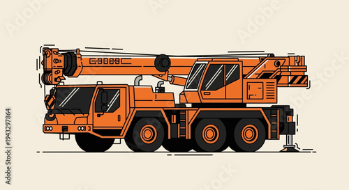 Modern Mobile Crane With Retractable Arm And Stabilizer Leg