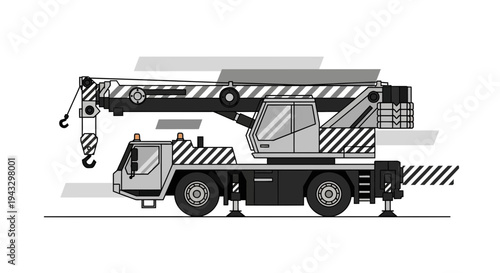 Modern Mobile Crane Illustration Heavy Lifting Equipment Industrial Machinery Design