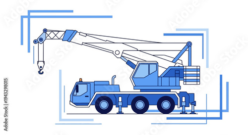 Modern Mobile Crane Illustration For Industrial Construction And Heavy Lifting