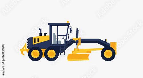 Modern Motor Grader Machine Graphic Illustration Design