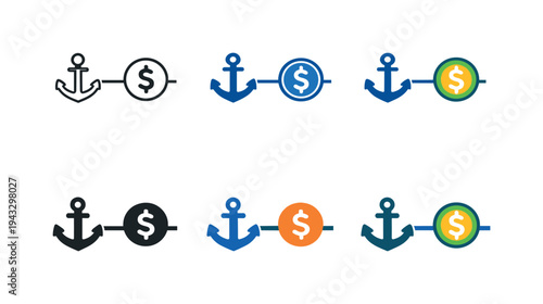 Anchor and dollar coin icons representing financial stability and investment security
