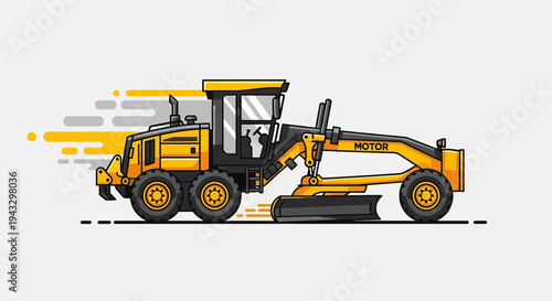 Modern Motor Grader Machine Illustration On White Background