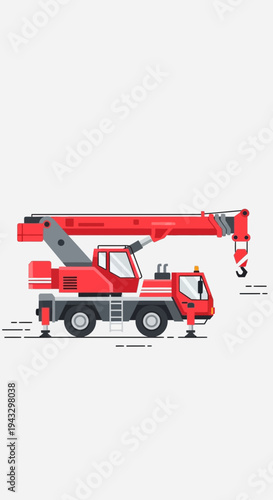 Modern Mobile Crane Illustration Industrial Lifting Heavy Duty Machine