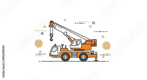 Modern Mobile Crane Illustration Lifting Heavy Loads In Construction