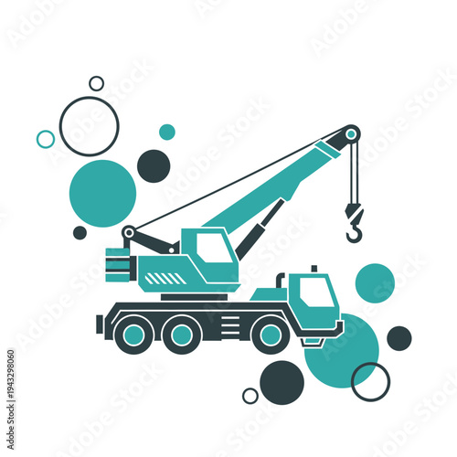 Modern Mobile Crane Illustrative Design Construction Machinery Icon