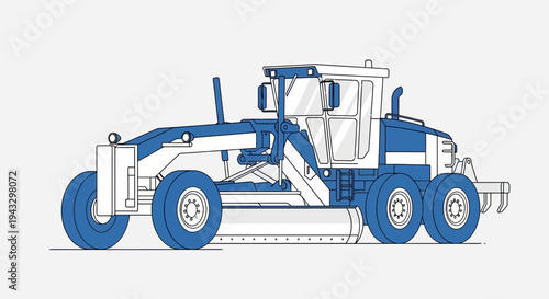 Modern Motor Grader Vehicle Illustration For Construction And Road Work Projects