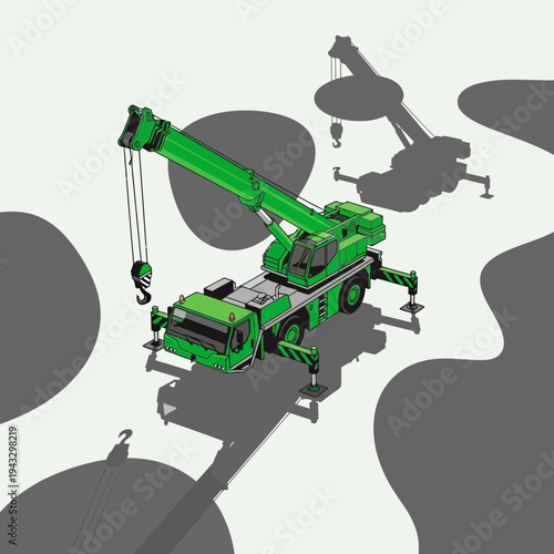 Modern Mobile Crane Lifting Heavy Loads Industrial Construction Machinery