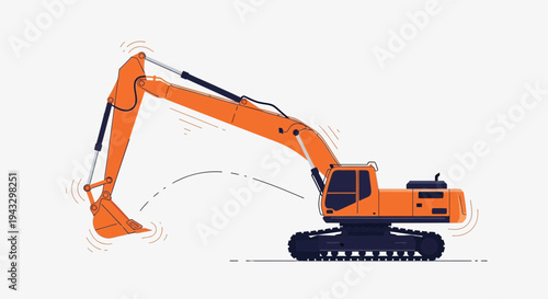 Modern Orange Excavator Machine Graphic Design For Construction Projects