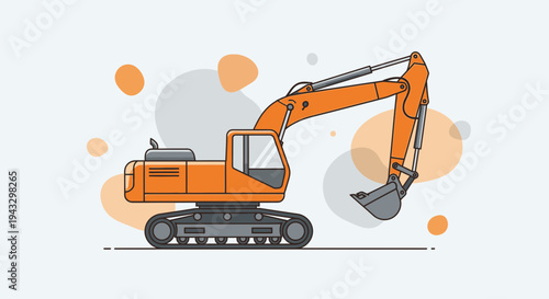 Modern Orange Excavator Machine Graphic Illustration
