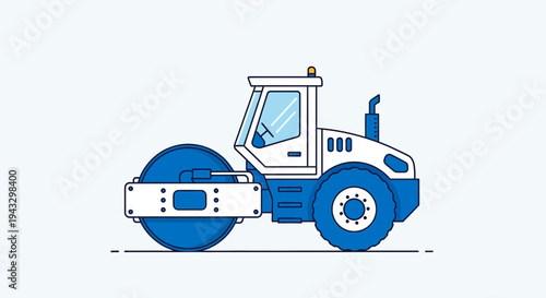 Modern Road Roller Illustration For Construction And Paving Projects