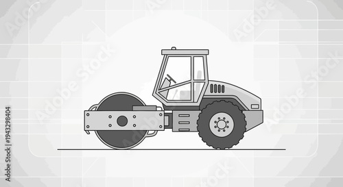 Modern Road Roller Illustration For Construction And Infrastructure Projects