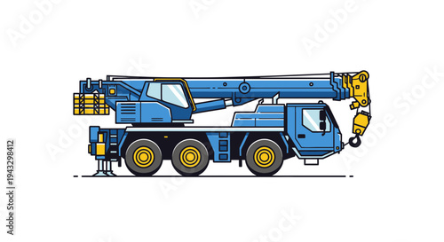 Modern Mobile Crane Truck Vehicle Illustration On White