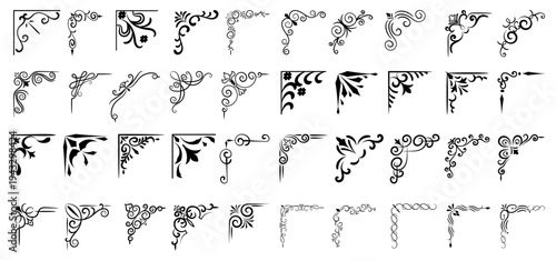 Vintage decorative corner ornaments. Vector illustration of decorative corner frame set. Vintage corner set. vector frame corners