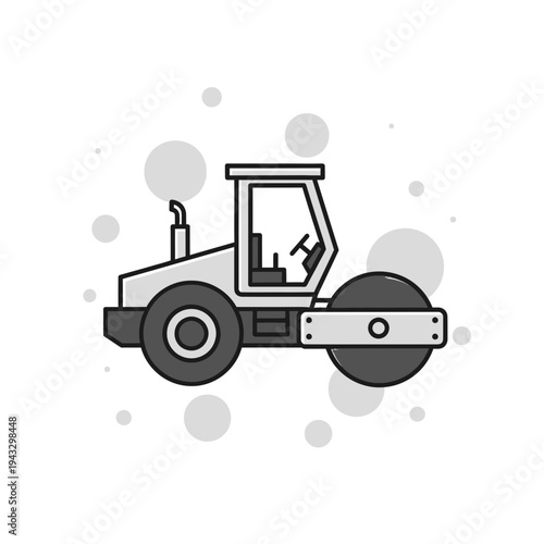 Modern Road Roller Illustration for Construction Projects and Heavy Machinery Content