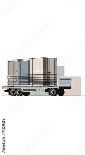 Modern Prefabricated Module Transported On Flatbed Trailer Delivery