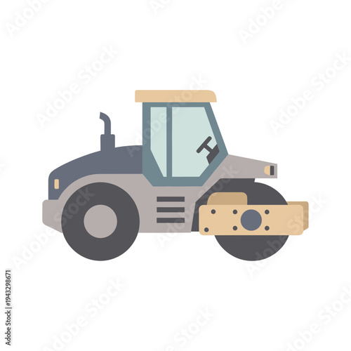 Modern Road Roller Vehicle Construction Machine Illustration