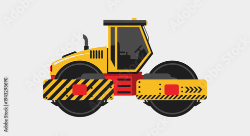 Modern Road Roller Vehicle Illustration For Construction Projects